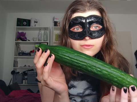 MistTube presents: 18yo teen fucks huge cucumber!!!  small tits, shy teeny, perfect body  amateur teen