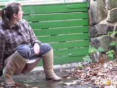 MistTube presents: Hairy bush cutie takes a hot piss in public